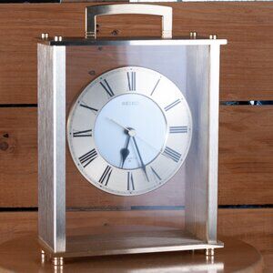 Vintage Seiko Gold and Glass Desk Clock - Made in Japan